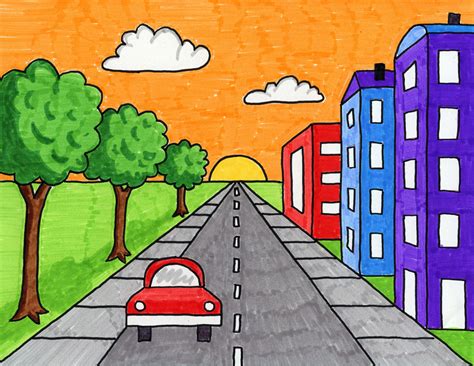 1 point perspective city.